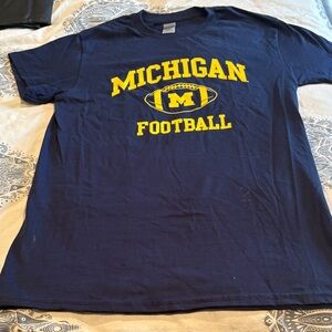 Gildan Navy T-Shirt with Yellow Michigan Football Logo